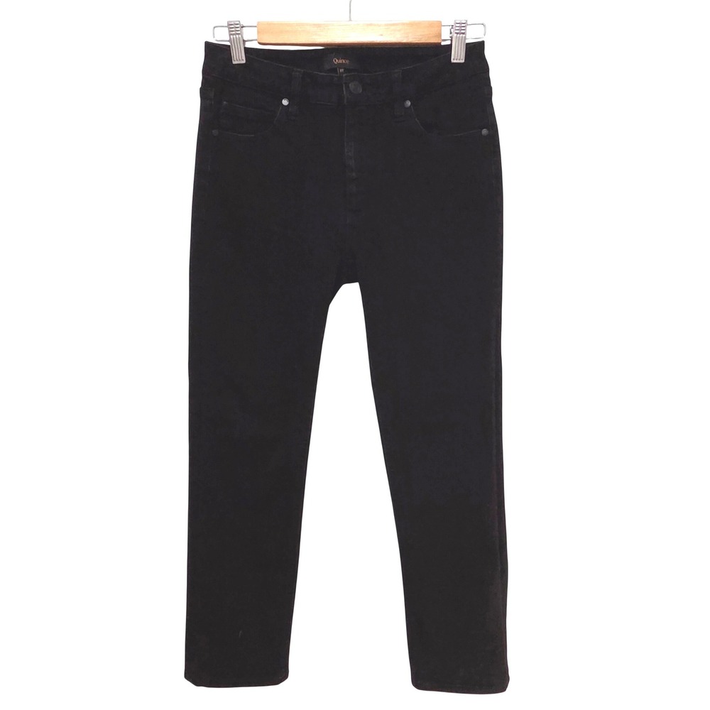 Quince Organic Cotton Mid Rise Slim Straight Jeans Black 27‎ KDW01 FA24